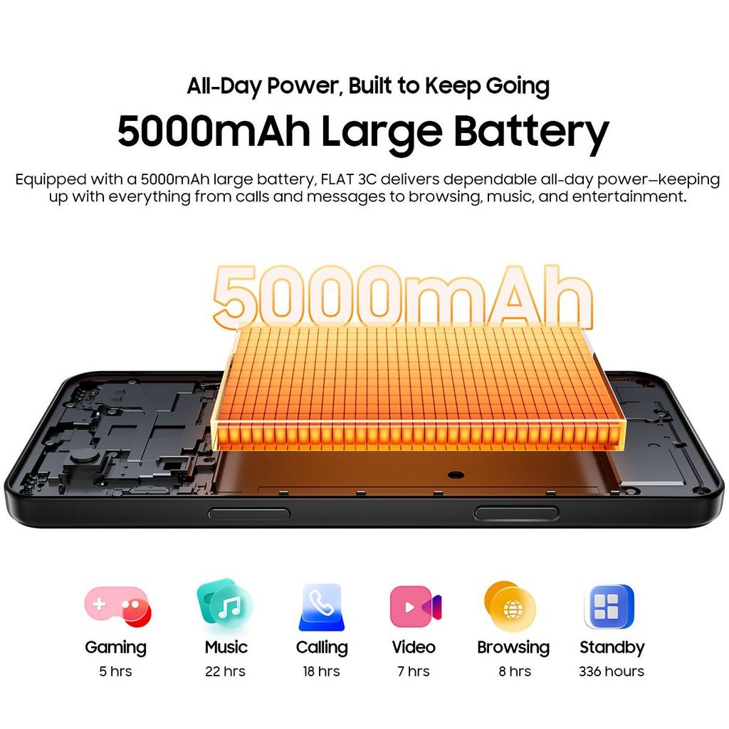 Oscal FLAT 3C 4G AI Smartphone 16GB+128GB 6.56" Android 16 5000mAh Mobiele Telefoon 4G LTE telefoon