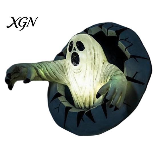 Halloween Ghost for Bookshelf Spooky Break Out The Wall Decoration, Light Up Durable Statue Horror Resin Haunted House, Holiday Home Decor Craft