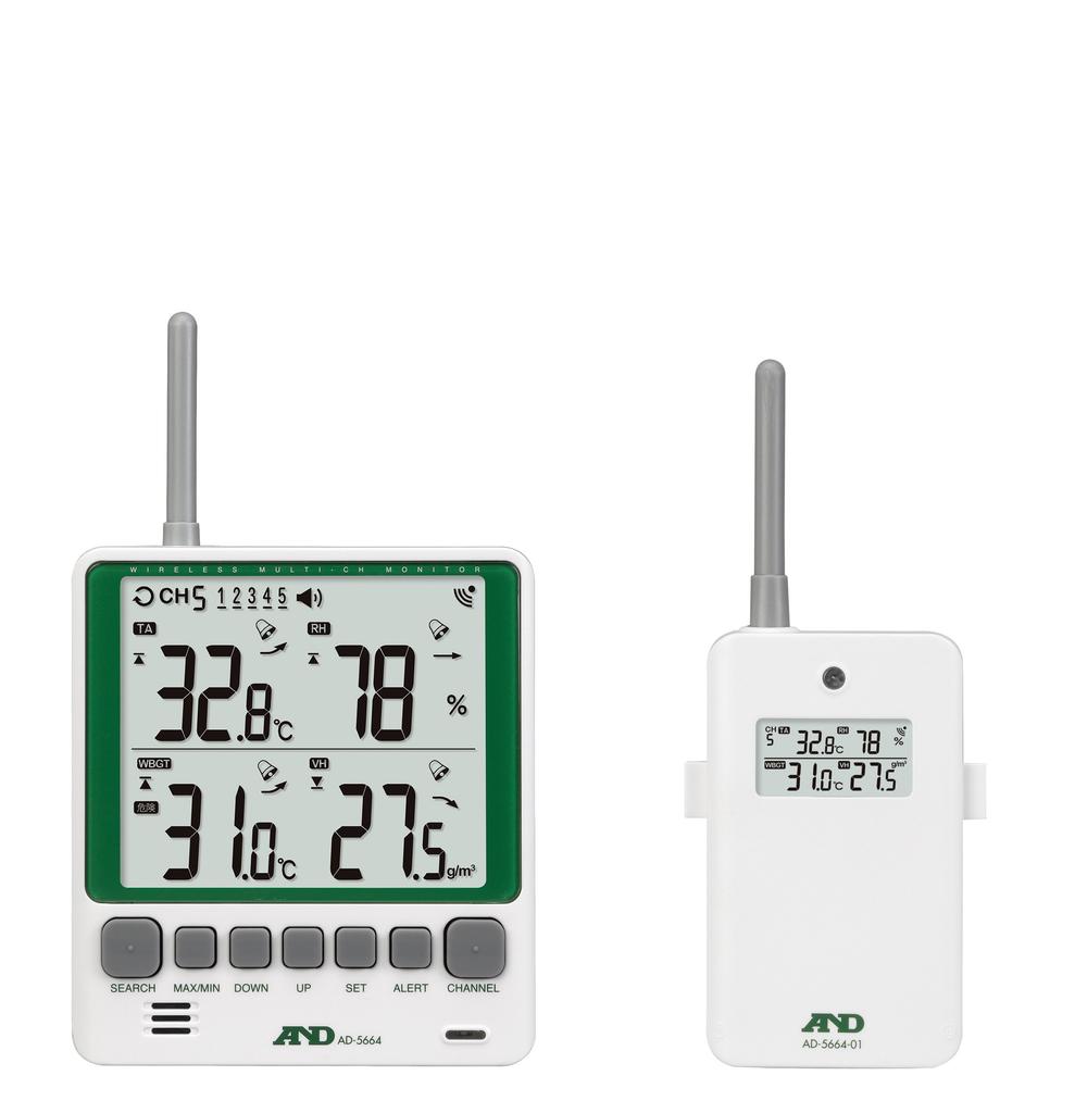 Multichannel Wireless Environmental Temperature and Hygrometer Set A&D AD-5664SET