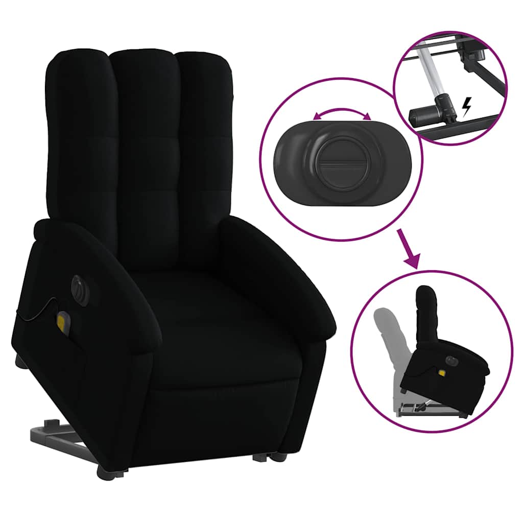 Vidaxl Lift-Up Massage Chair, Electric, Reclining, Black
