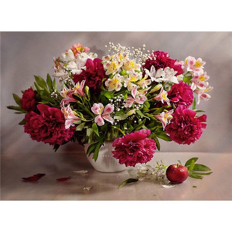 DIY Blumenvase 5D Diamant Malerei Kreuzstich voller runder Bohrer Strass Diamant Stickerei Wand Kunst Home Decor