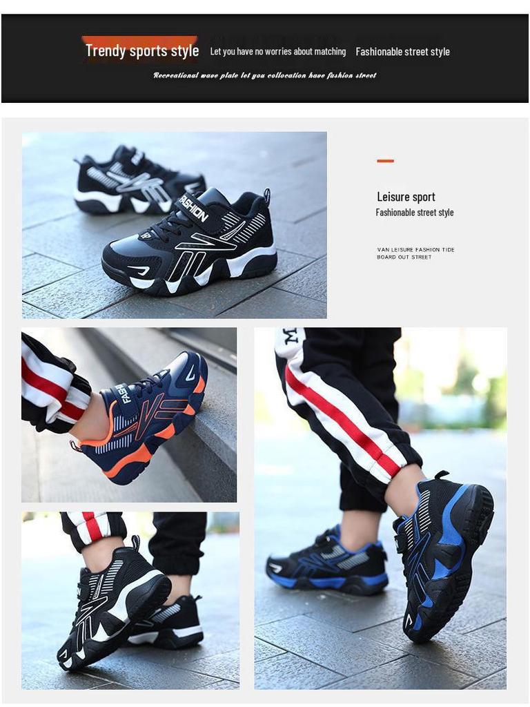 Children's Waterproof Leather Running Shoes for Boys - Autumn/Winter Casual Sneakers for Primary School Students