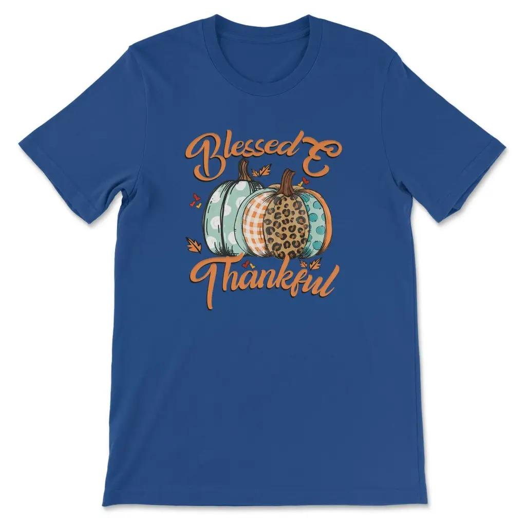 Blessed and Thankful TShirt Mens and Womens Short Sleeve Cotton Tees Luxury Brand Shirt Oversize Tops Summer Men Clothing