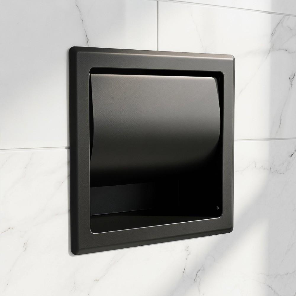 Black Recessed Toilet Paper Holder Stainless Steel Tissue Holder  Bathroom Kitchen Washroom