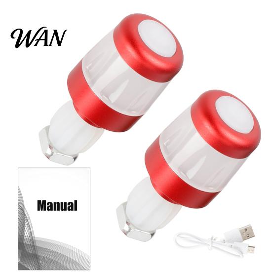 Night Riding Bike Light 2Pcs Bicycle Handlebar End Light, Rechargeable LED Flash Lamp, Long Battery Life Plugs Safety Indicator for Nigh Cycling