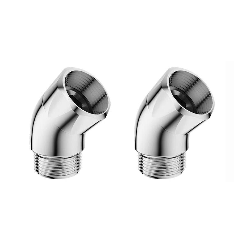 2Pcs 135 Degrees Shower Head Elbow Adapter Shower Arm Angle Adapter for Wall mounted Shower or Hand Shower Easy Install 1