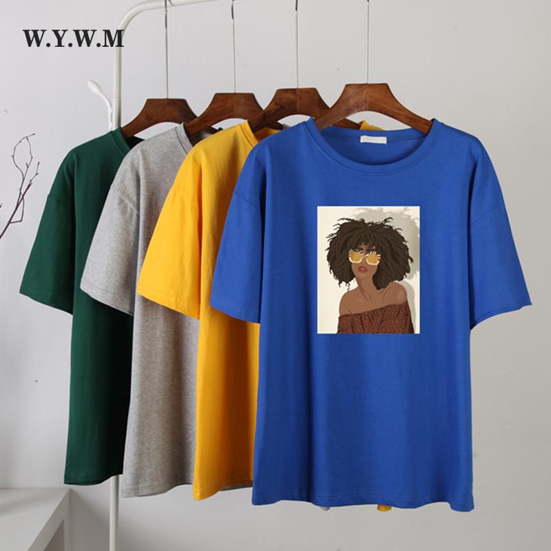 

WYWM модные хлопковые футболки с графическим рисунком женские летние футболки в стиле Харадзюку с мультяшным принтом женские повседневные базовые топы с круглым вырезом и короткими рукавами