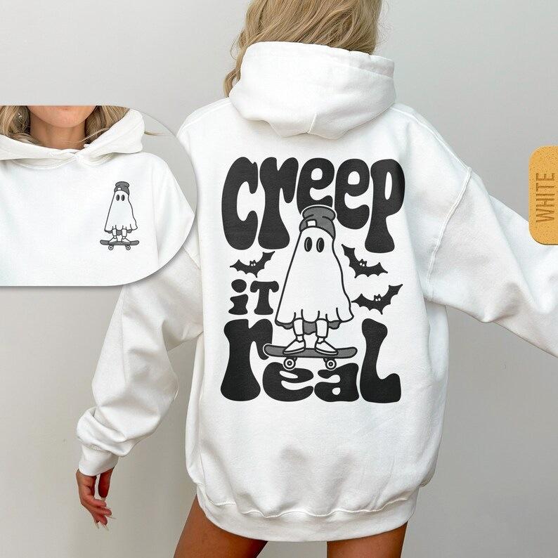 Autumn And Winter, Halloween Ghosts, Printed Long-Sleeved Tops, Trendy Fashion Women'S Hooded Sweaters