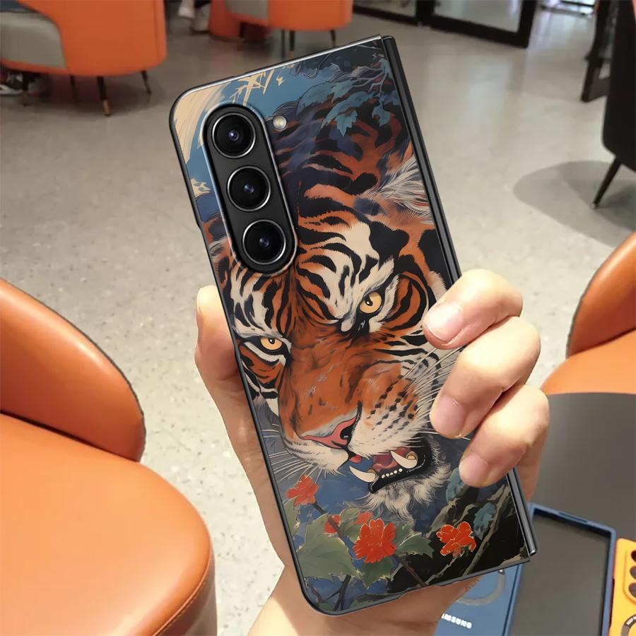 

Cool Animal Tiger Lion Back Phone Cover Case for Samsung Galaxy Z Fold 7 6 5 4 3 ZFold6 ZFold3 ZFold4 ZFold7 ZFold5 Galaxy Z Fold5
