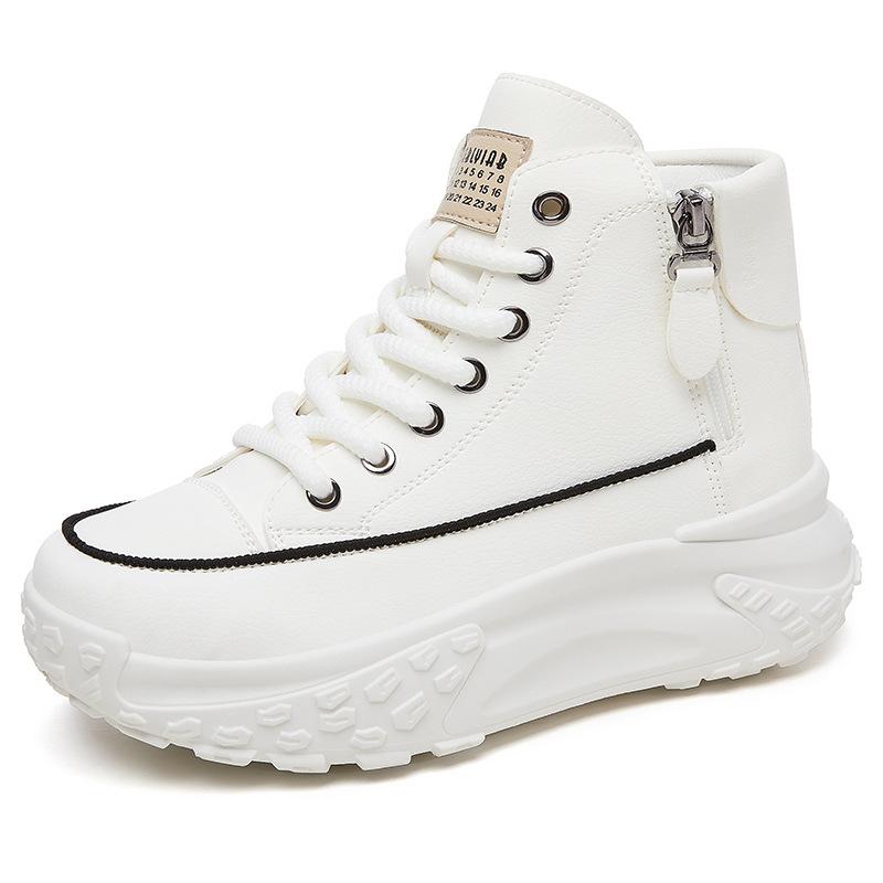 Dad Shoes Are Fashionable and Versatile, Mid-tube Shoes, Casual Thick-soled Sports Shoes, White Shoes, Soft Soles and Comfortable Single Shoes