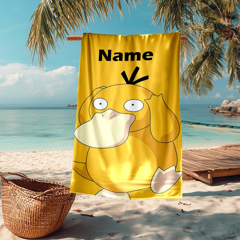 Custom Name Ultra-Soft Beach Towel with Pokémon Theme,Ideal for Pool - Camping, Diving - Perfect Travel Essential, Vibrant Beach Towel.