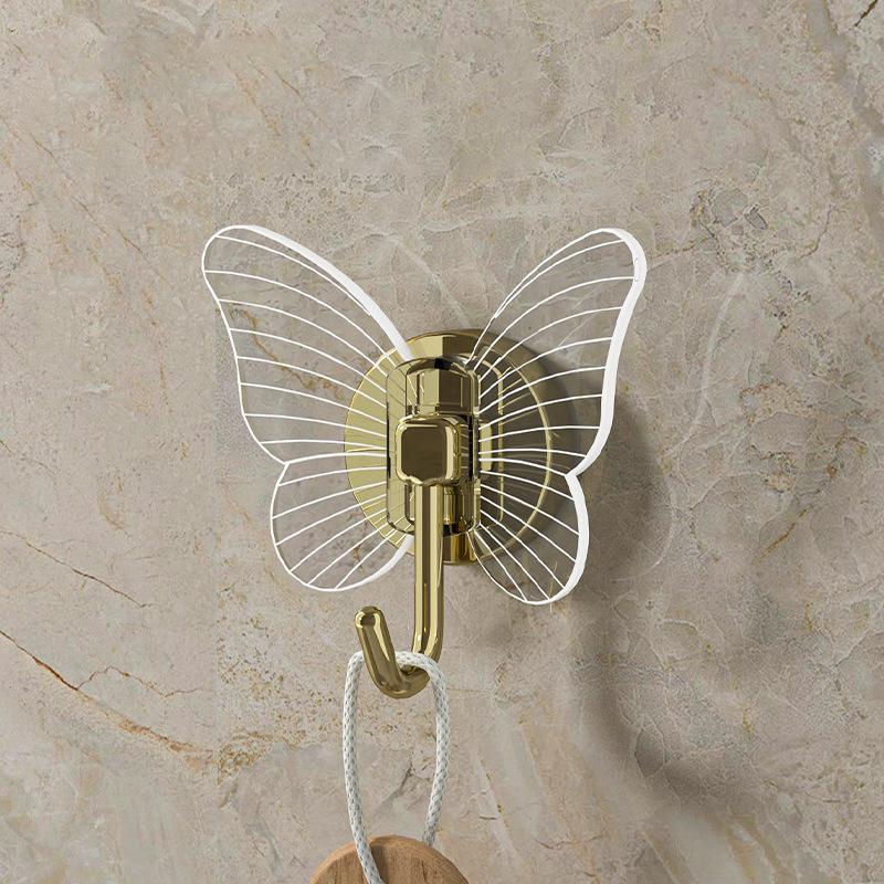 2 st Kreativa Fjärilskrokar Badrum Hålfria Väggkrokar Icke-markerande Krok för Kappa Entré Starka Självhäftande Krokar