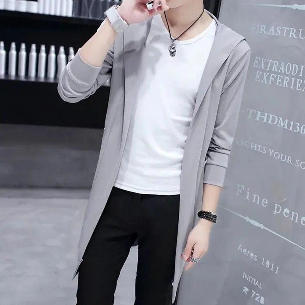 Trench protettivo da uomo estivo moda uomo trench punk hip hop cardigan casual streetwear mantella
