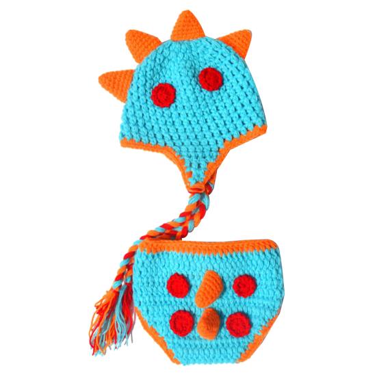 

Вязаные трусики с изображением динозавра для новорожденных, шапочка, костюм, реквизит для фотосъемки