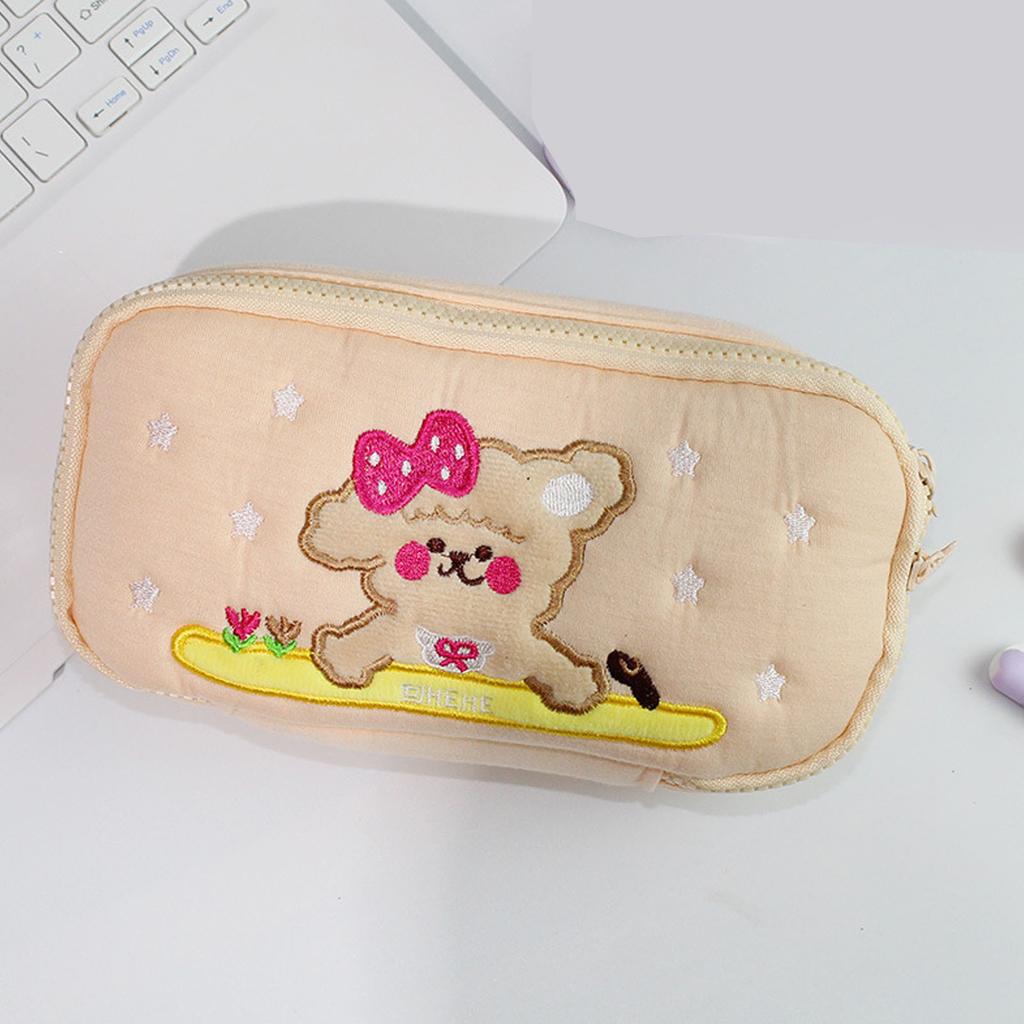 Pencil Bag Cotton Cute Puppy Pattern Large Capacity Cartoon Pencil Pouch for Students