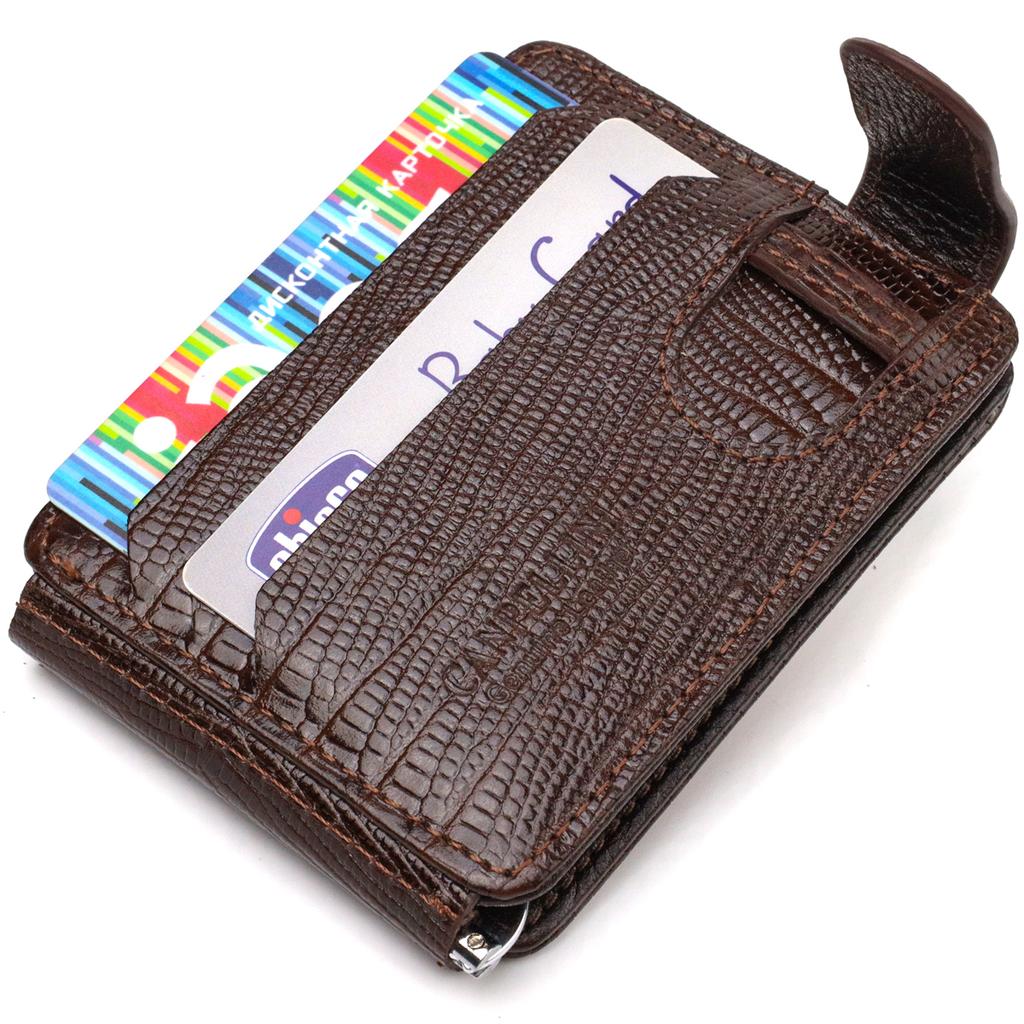 Textured Money Clip Made of Genuine Leather with Embossing CANPELLINI 21940 Brown