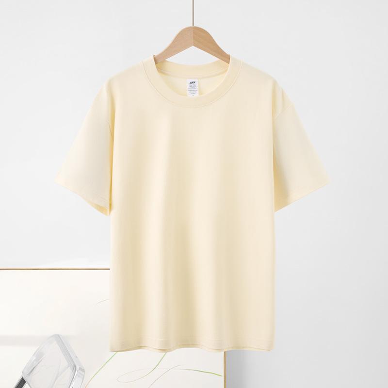 New Loose Pure Cotton Short-sleeved T-shirt Regular Shoulder Round Neck Tops Solid Color Versatile Short-sleeved Bottoming Shirt