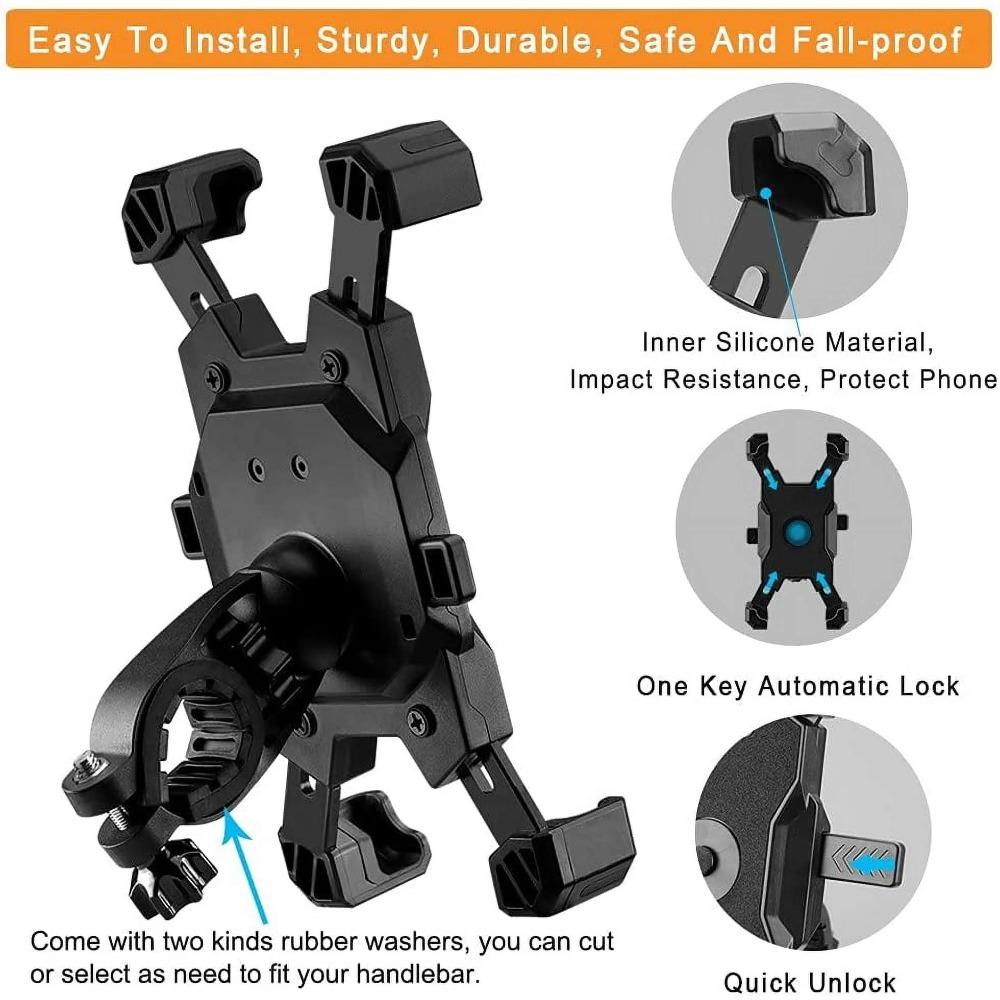 Bicycle Phone Holder Motorcycle Handlebar Phone Holder, Easy To Install and Quick-release Bicycle Handlebar Clamp