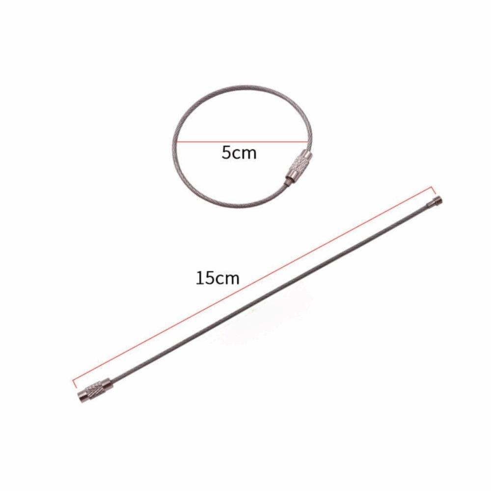 50 Pcs 15cm Stainless Steel Wire Keychain Rope Multicolor Versatile Stainless Steel Wire Keychain Loop