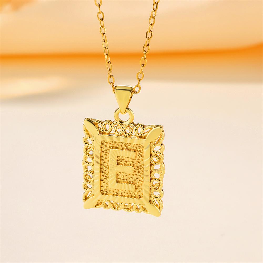 26-Letter Stainless Steel Necklace with Copper Pendant - European & American Fashion for Men