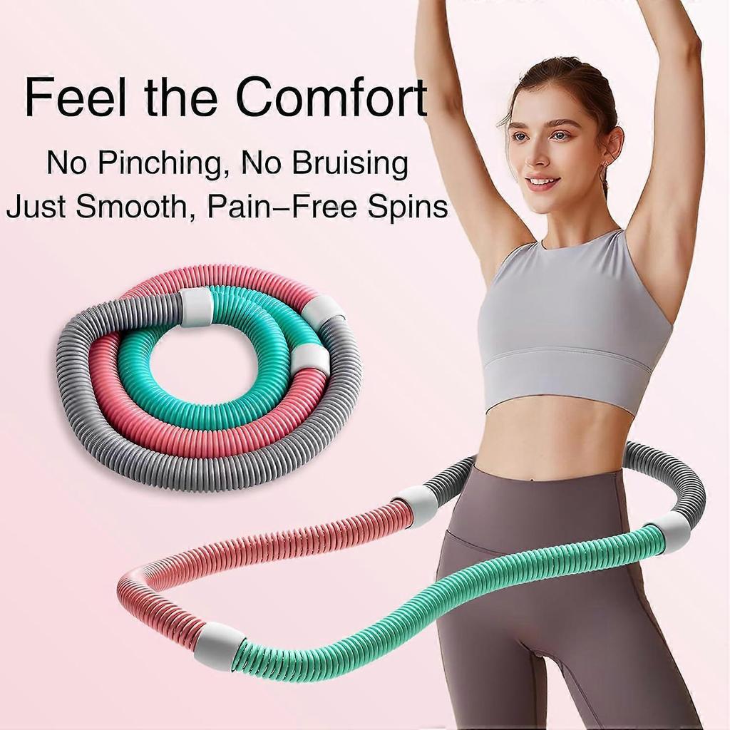 Weighted Soft Spring Hula Hoop for Adults (3lb) Foldable, Portable Fitness Hoop for Weight Loss, Waist-Friendly & Upgraded Closed Silent Design for H