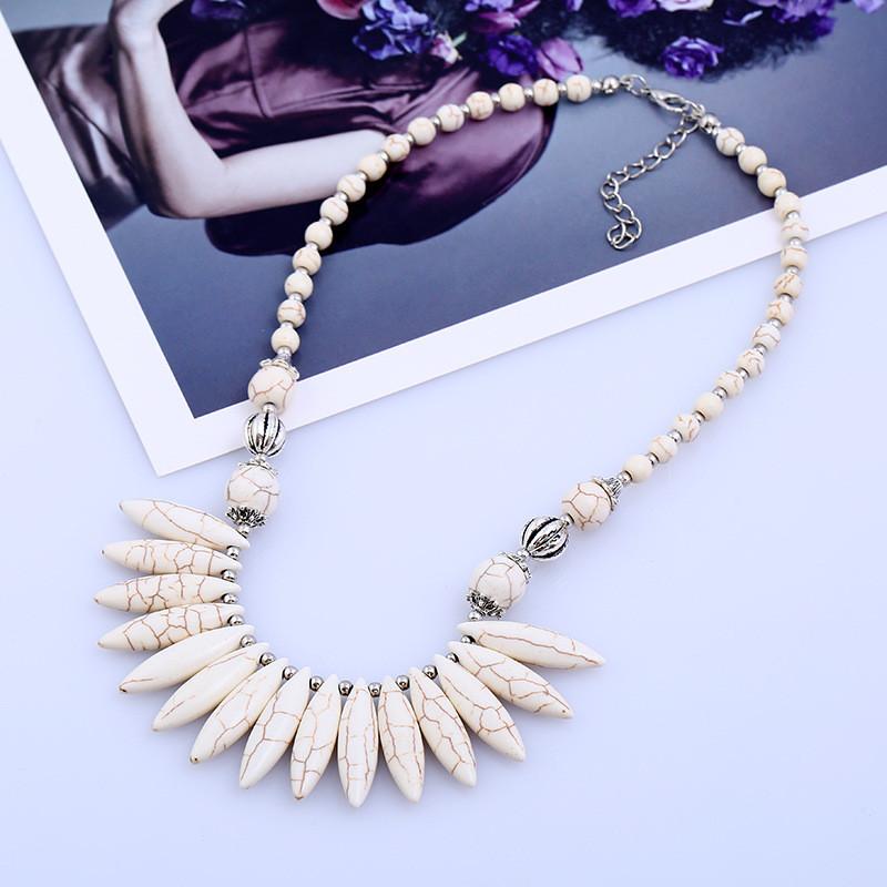 Bohemian Necklace Turquoise With Long Teeth And Pendant For Daily Wear