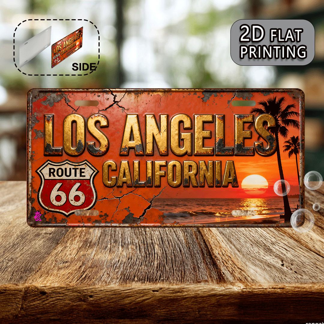 D Flat pc Vintage Route  Metal Wall Decor  xcm Retro California Sign with Route  Route Number   Los Angeles 15x30cm(5.9x7.8inch)