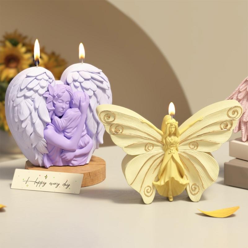 Wing Heart Silicone Candle Molds Butterfly Shape Silicone Molds for Epoxy Resin Candle Soap Chocolate Fondant Molds