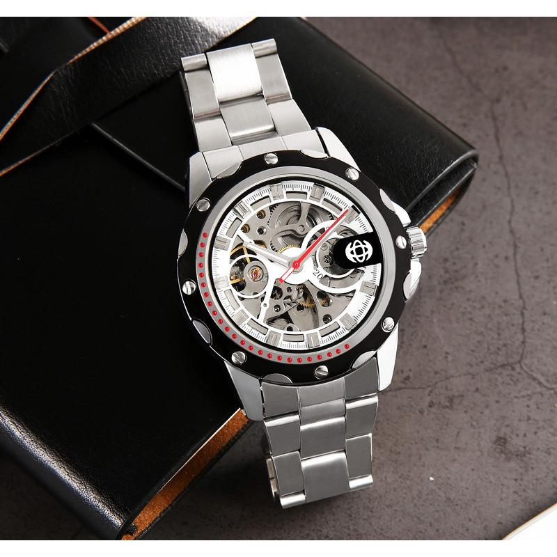 GUCAMEL Herrenuhr, hohle mechanische Uhr, Silikonarmband, Sportmode, Herrenuhr