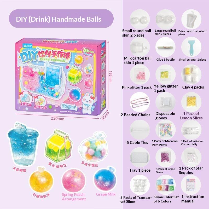 Diy Slime Stress Relief Squeeze Ball Making Kit Glitter Bead Craft Toy For Kids Birthday Party Indoor Handmade Activity Gift