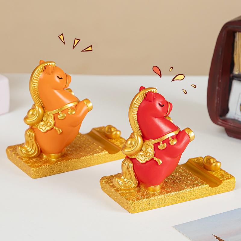 2026 Year of the Horse Get Rich Soon Desktop Office Mascot Decoration Zodiac Horse Ornament Mobile Phone Stand