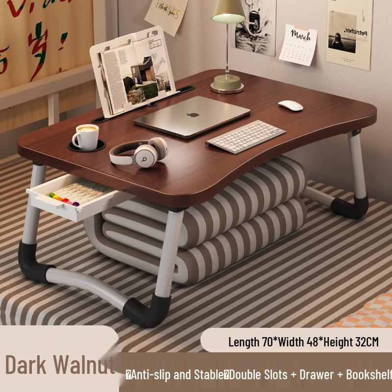 Folding Bedside Desk/Table for Laptop & Study - Bay Window, Bedroom, or Pit Use with Large Brackets