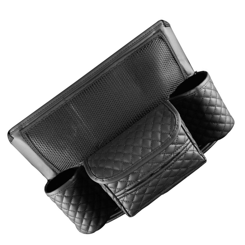Black Leather Car Seat Organizer Large Capacity And Convenient Storage Car Storage Pockets