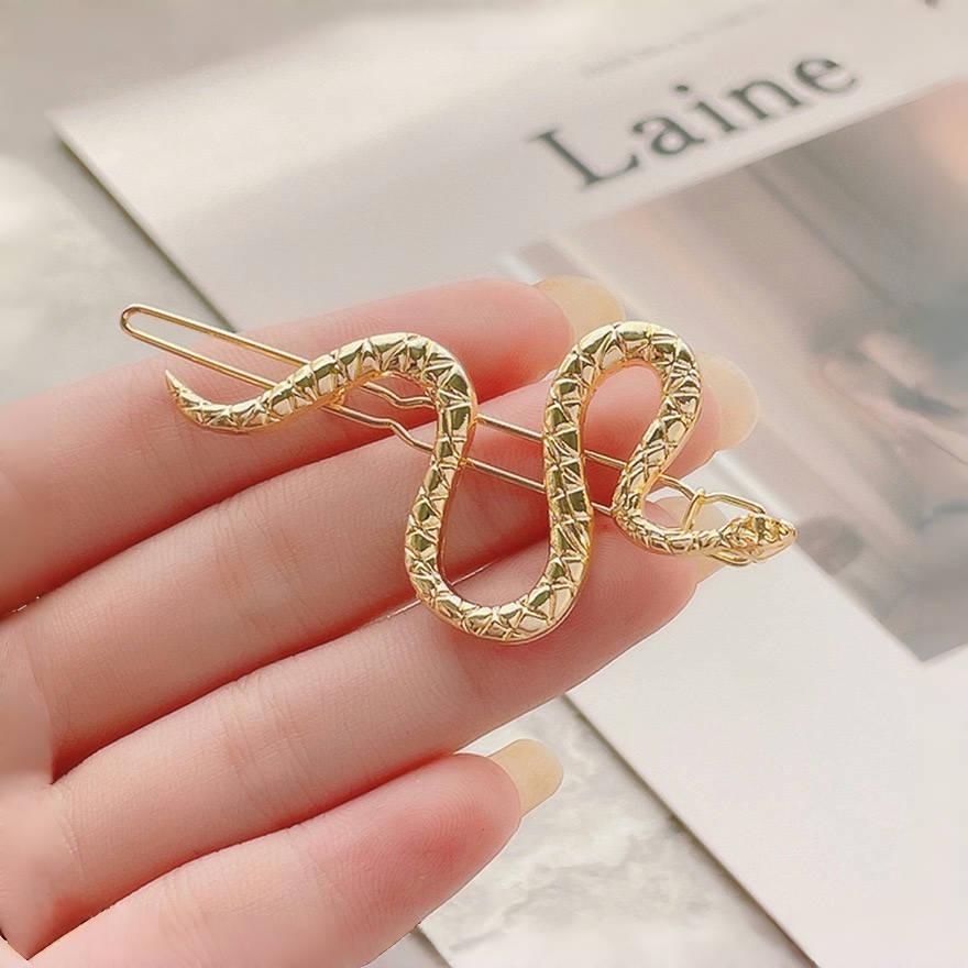 European & American Snake-Shaped Hairpins: Cool, Retro Dark Niche Hair Accessories for Side Bangs.