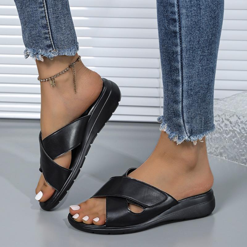 Fashion 2025 Summer Hot Sale Women’s Open Toe Slippers Outdoor Concise Wedges High Quality Slippers for Daily Casual New Sandals Zapatos