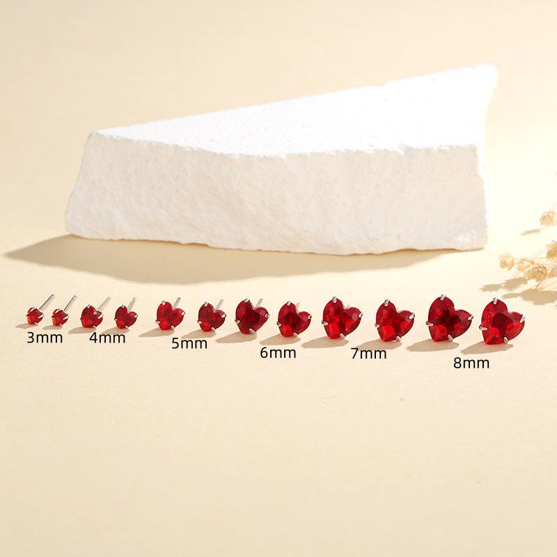Beixi S925 Sterling Silver Big Red Heart Stud Earrings for Women - Simple Fashion Jewelry S925 Silver