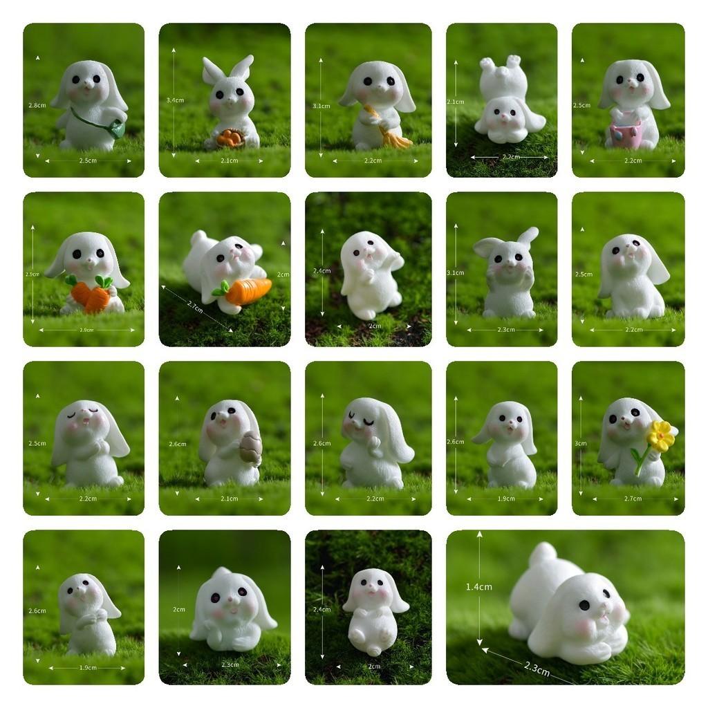 Resin Rabbit White Figurines Toy Model Desktop Car Decoration Accessories Gift