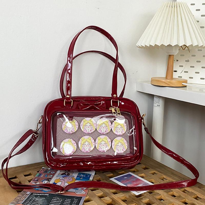 Japanese Cute Transparent Patent Leather Itabag