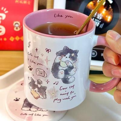 Tazze in Ceramica Cartoon Cane Gatto, Acqua Latte Colazione, Tazza da Caffè, Migliore Amico, Coppia, Fidanzata, Regalo di Compleanno Bicchieri
