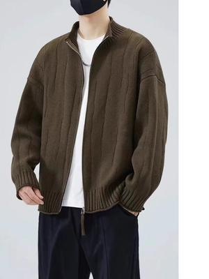 Herren locker geschnittener japanischer Stil Stehkragen Reißverschluss Strickjacke Pullover - Herbst & Winter Wollstrickware für Paare