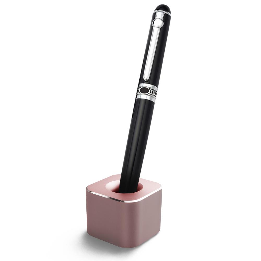 Aluminum Alloy Pen Holder With Non-Slip Pad Student Creative Desktop Ornament Pen Hole Pencil Slot Pencil Storage Stand Office