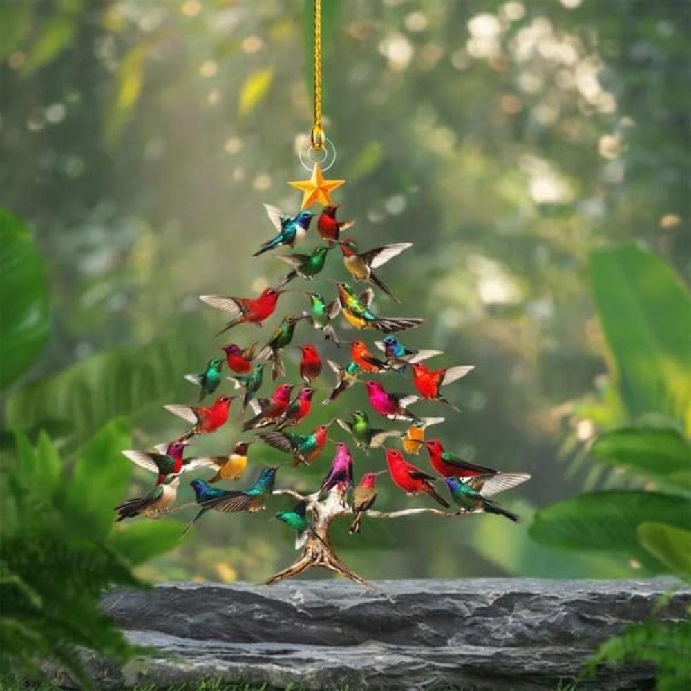 1/5Pcs 2D Hummingbird Christmas Ornament Acrylic Christmas Tree Ornaments  Home Decor