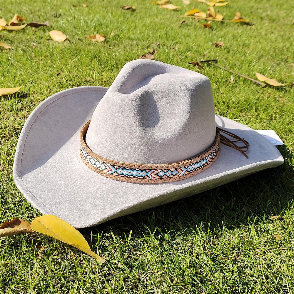 Nowy klasyczny zamszowy kapelusz fedora kowbojski z szerokim rondem 9,5 cm dla mężczyzn i kobiet, modny kapelusz podróżny na imprezę, sombrero vaquero
