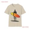 Surfer With Orange Surfboard T Shirt Beach Wave Vintage Slightly Breathable Streetwear