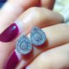 New New Trendy Pear Shaped Silver Color Stud Earrings Women Inlaid Brilliant Cubic Zirconia Delicate Female Jewelry for Party