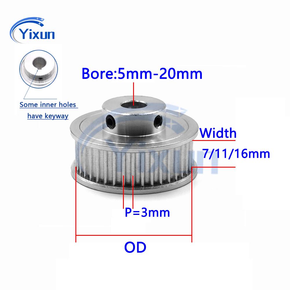 HTD 3M 40T 42T 44 Dişli Zamanlama Kasnağı Çap 5mm-20mm Kayış Genişliği 6/10/15mm İçin HTD3M Senkron Tekerlek Kama Yuvalı 3M 40Dişli Dişli