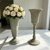 Flared Opening Antique Metal Vases for Dried Flower, Distressed Accent Decorative Tall Urn Vases for Coffee Tables, Shelves and Mantels Decors