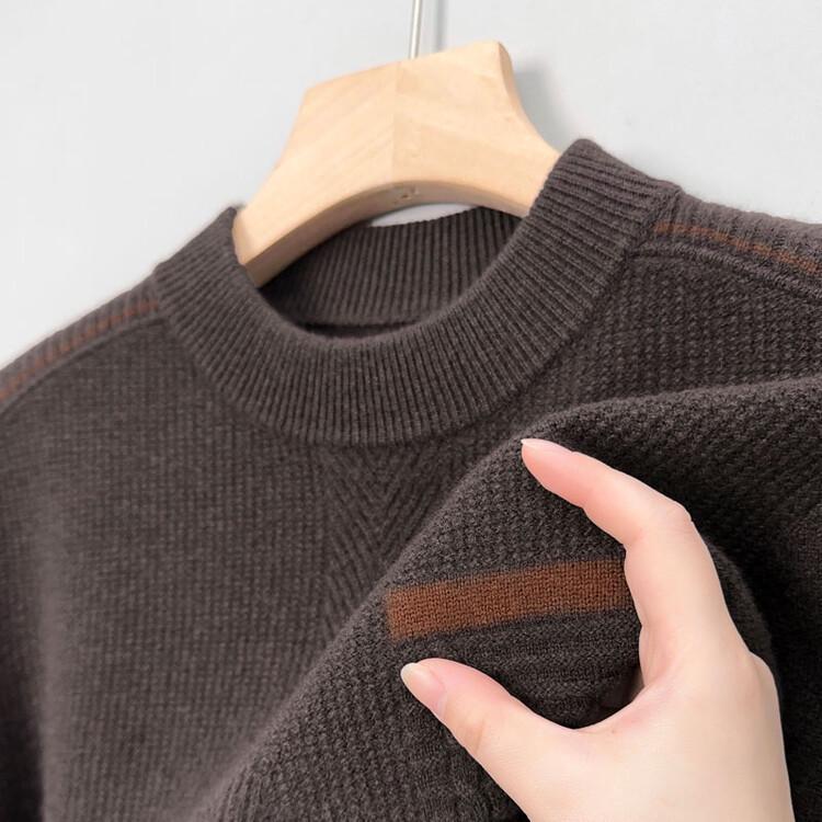 Men s Round Neck 100% Wool Thick Knit Sweater - Winter 2025 Collection S