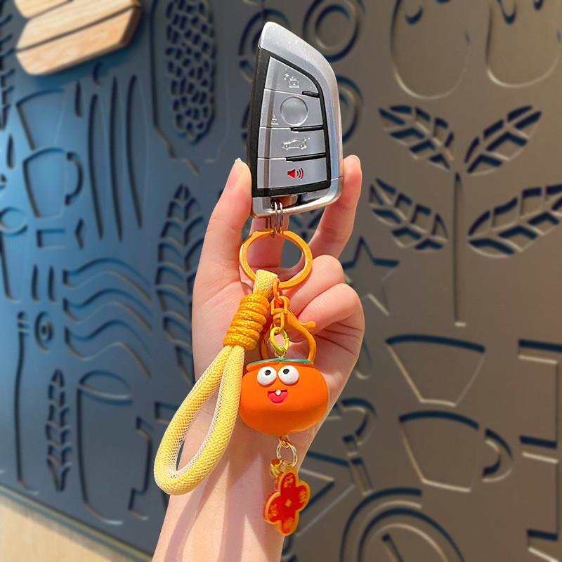 Peanut Persimmon Solid Color Hand Rope Key Chain Bag Decorative Pendant Gift