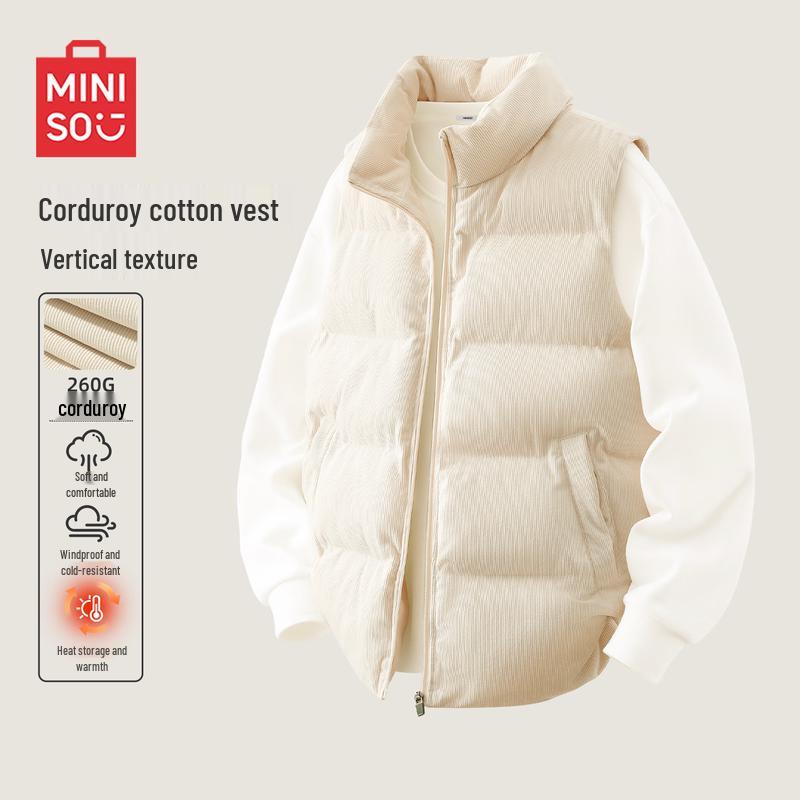 MINISO Men's Winter Plush Lined Sleeveless Vest